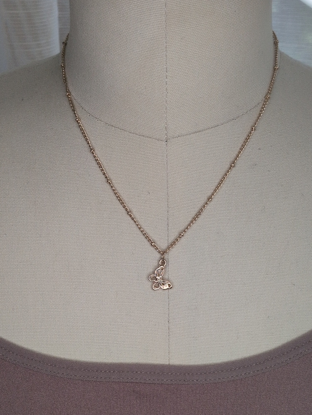 Gold Tone Butterfly Pendant Necklace